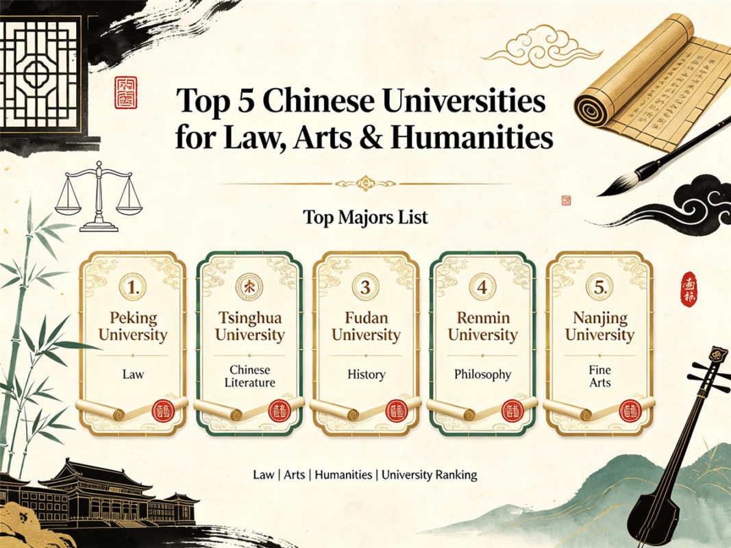 Top 5 Chinese Universities for Law, Arts & Humanities Top Majors List